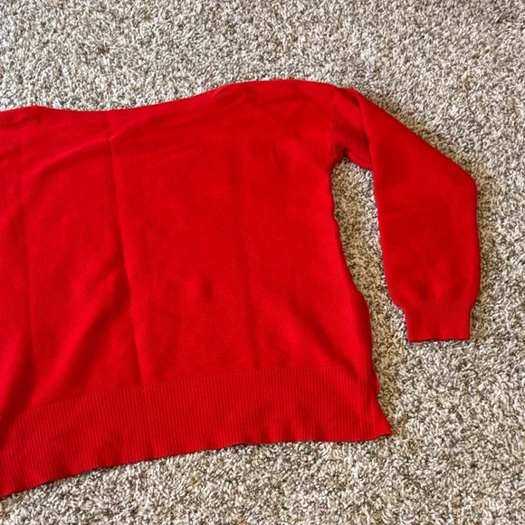 Vibrant Red Women's Sweater with Button Accents - Picture 11 of 12